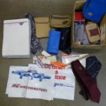 Airline memorabilia including amenity bags, ties, tickets, luggage labels and Concorde, etc.