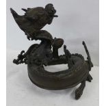 A bronze temple dragon, 15cm