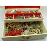 A jewellery box and costume jewellery