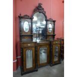 A Victorian inlaid walnut mirrorback chiffonier