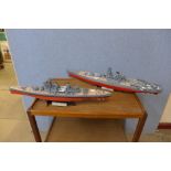 A model of a Japanese war ship and a model HMS King George V