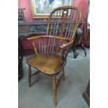 A 19th Century elm and beech Windsor highback armchair