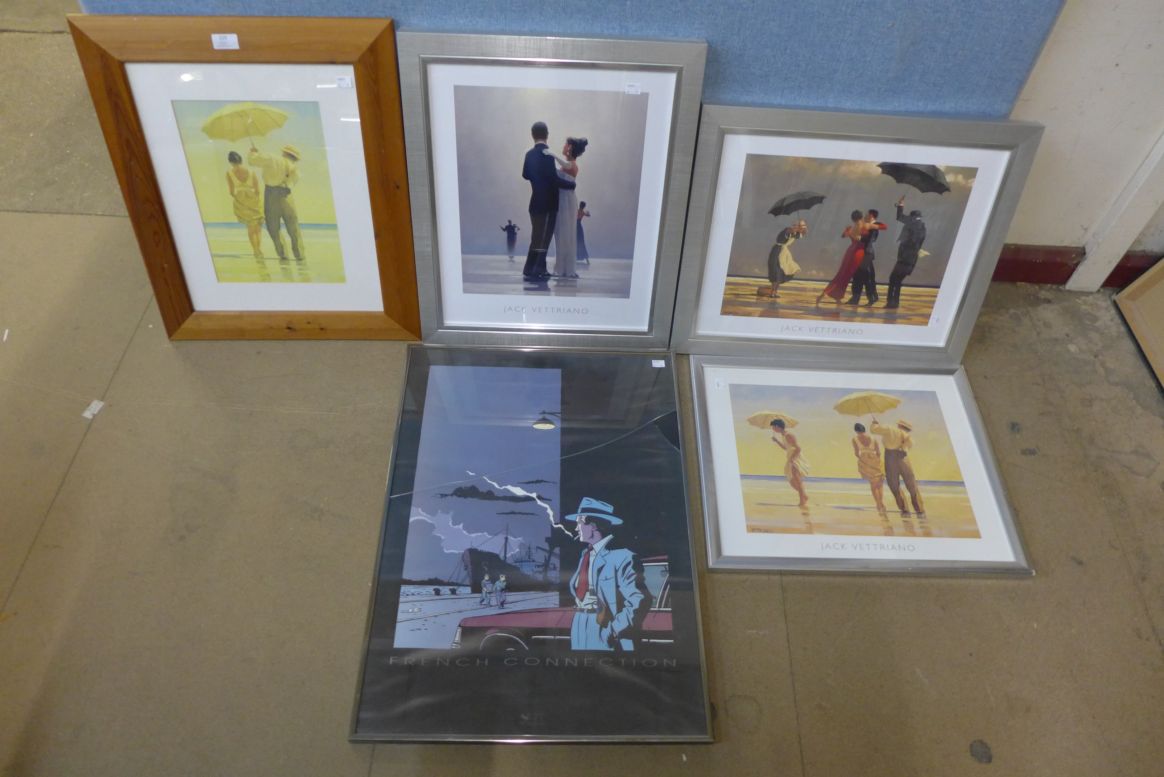 Four Jack Vetriano prints and one other