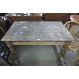 A Victorian pine single drawer kitchen table
