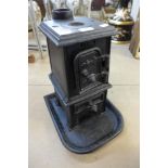 A small cast iron stove