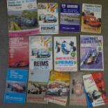 Thirteen 1960's/70's Formula One programmes, Britain and Europe, some with hand written timings