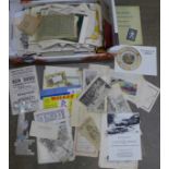 A box of mixed ephemera, leaflets, instructions, programmes, advertising, engravings, etc.