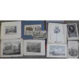 A folio of engravings, mainly 18th/19th Century