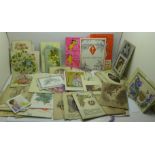 A collection of early 20th Century greetings cards, memorium cards (100+)