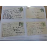 An album of early 20th Century British postmarks on postcards including duplex, thimble and