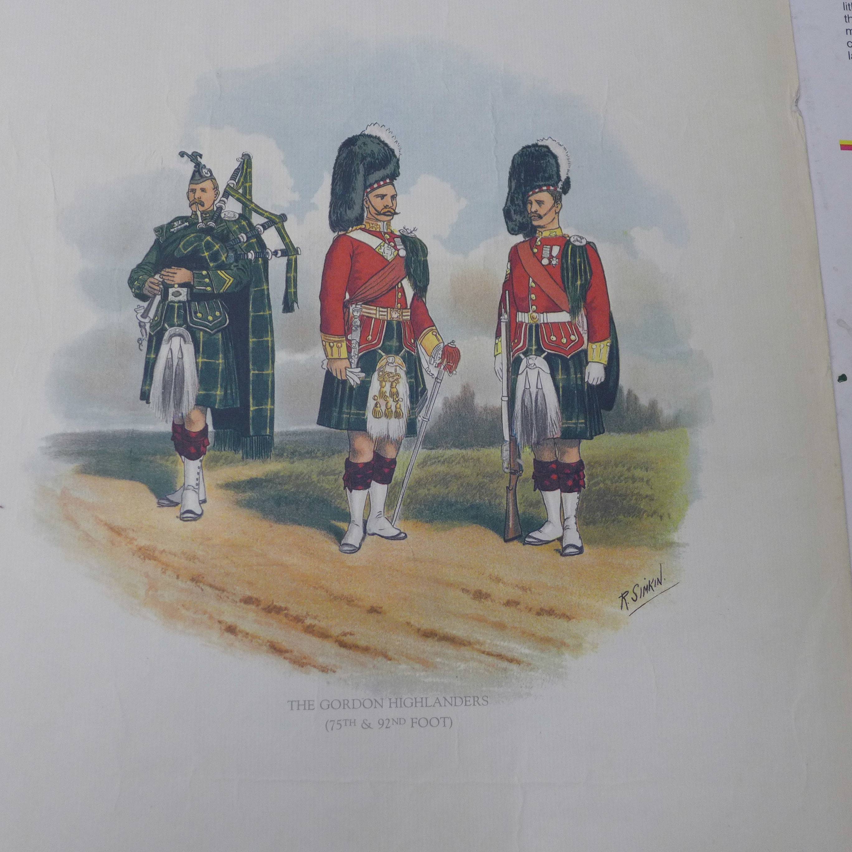 A collection of military pictures including three R Simkin Regimental lithographs and Hawkes & Son - Image 5 of 7