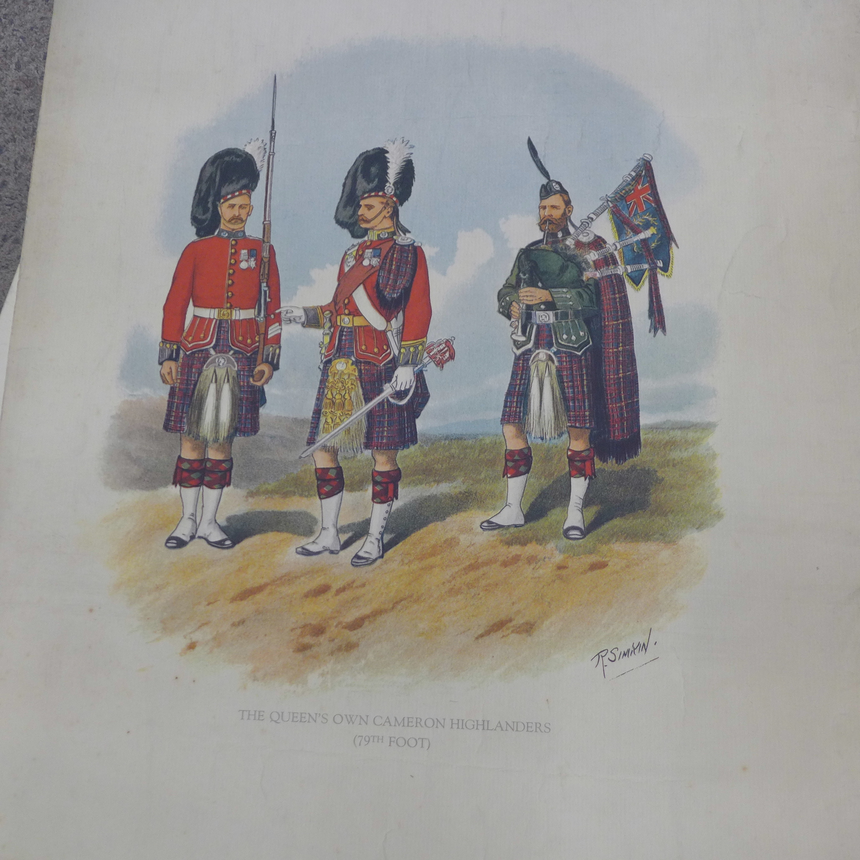 A collection of military pictures including three R Simkin Regimental lithographs and Hawkes & Son - Image 7 of 7