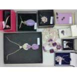 A collection of silver and silver mounted jewellery