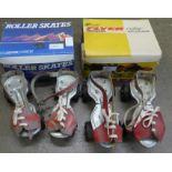 Two pairs of vintage roller skates, boxed