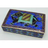 A 925 silver and enamelled box, width 95mm