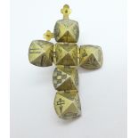 A Masonic ball cross pendant, 9ct gold cased, marked '9ct & Sil.' and 'made in England'