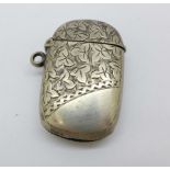 A late Victorian silver vesta case, Birmingham 1898, 14.5g