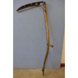 A vintage elm scythe