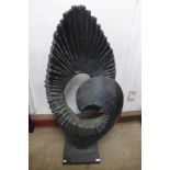 A large bronze abstract sculpture