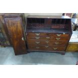 A George III mahogany bureau, a/f