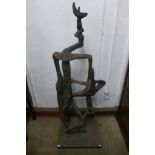 A large bronze abstract sculpture