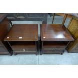 A pair of Stag Minstrel mahogany bedside tables