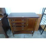 An Edward VII mahogany and satinwood inlaid music cabinet