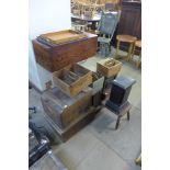 Assorted wooden boxes, trays, trugs, etc.