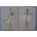 A pair of ballerina prints, unframed