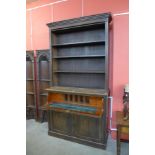 A Victorian oak secretaire bookcase