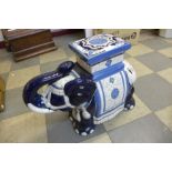 A Chinese porcelain elephant garden seat
