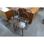 A set of four Ercol Golden Dawn elm and beech Windsor chairs