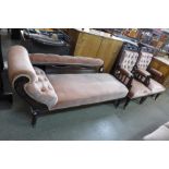 An Edward VII mahogany and fabric upholstered seven piece salon suite