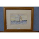 English School, Sailing scene, watercolour, indistinctly signed, framed