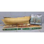 A Billing Boats model galleon (started) plus a box of boat fittings **PLEASE NOTE THIS LOT IS NOT
