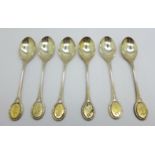 Six silver spoons, 165g