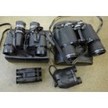 Four pairs of binoculars, (two cased)