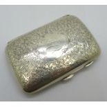 A silver cigarette case, Birmingham 1938, 52g