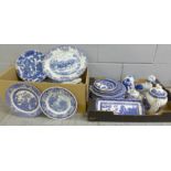 Two boxes of mixed blue and white china **PLEASE NOTE THIS LOT IS NOT ELIGIBLE FOR POSTING AND