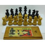 A wooden set of chess pieces, King 9cm