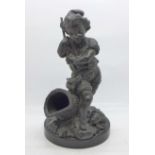 A 19th Century bronzed figure on a marble base, a/f