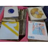 Two boxes of 7" vinyl singles, 1960's, 1970's and 1980's, approximately 300