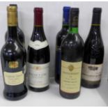 Six bottles of vintage red wine including Chateauneuf du Pape, 2008 and Chateau Raynella