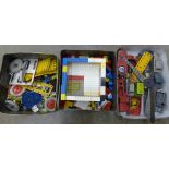 A small box of Lego and Meccano and a collection of Corgi and Dinky die-cast model vehicles