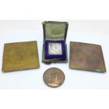 Four early 20th Century medals and plaques awarded for printing and draughtsmanship including one