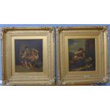 Italian School (19th Century), pair of portraits depicting peasant boys and girls, oil on copper, 28