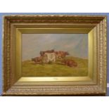 W. Turner (19th Century), landscape with cattle, oil on canvas, 29 x 44cms, framed