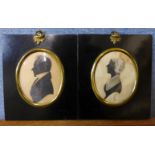 English School (19th Century), pair of miniature silhouettes, portraits of James Wood Wright,