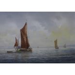 Alan Whitehead, set of three marine landscapes, watercolour, 14 x 20cms, framed