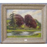 Fred Darking (1911-1999), Copper Beeches, oil on board, 44 x 55cms, framed